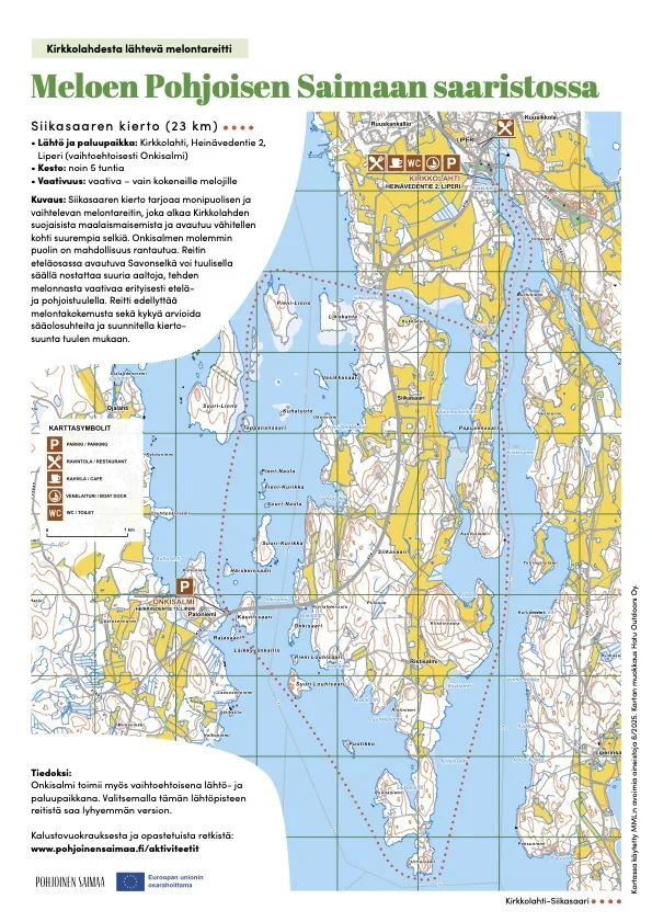 Siikasaaren melontareitti.