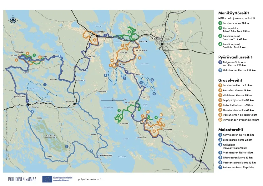 Pohjoisen Saimaan kaikki reitit.